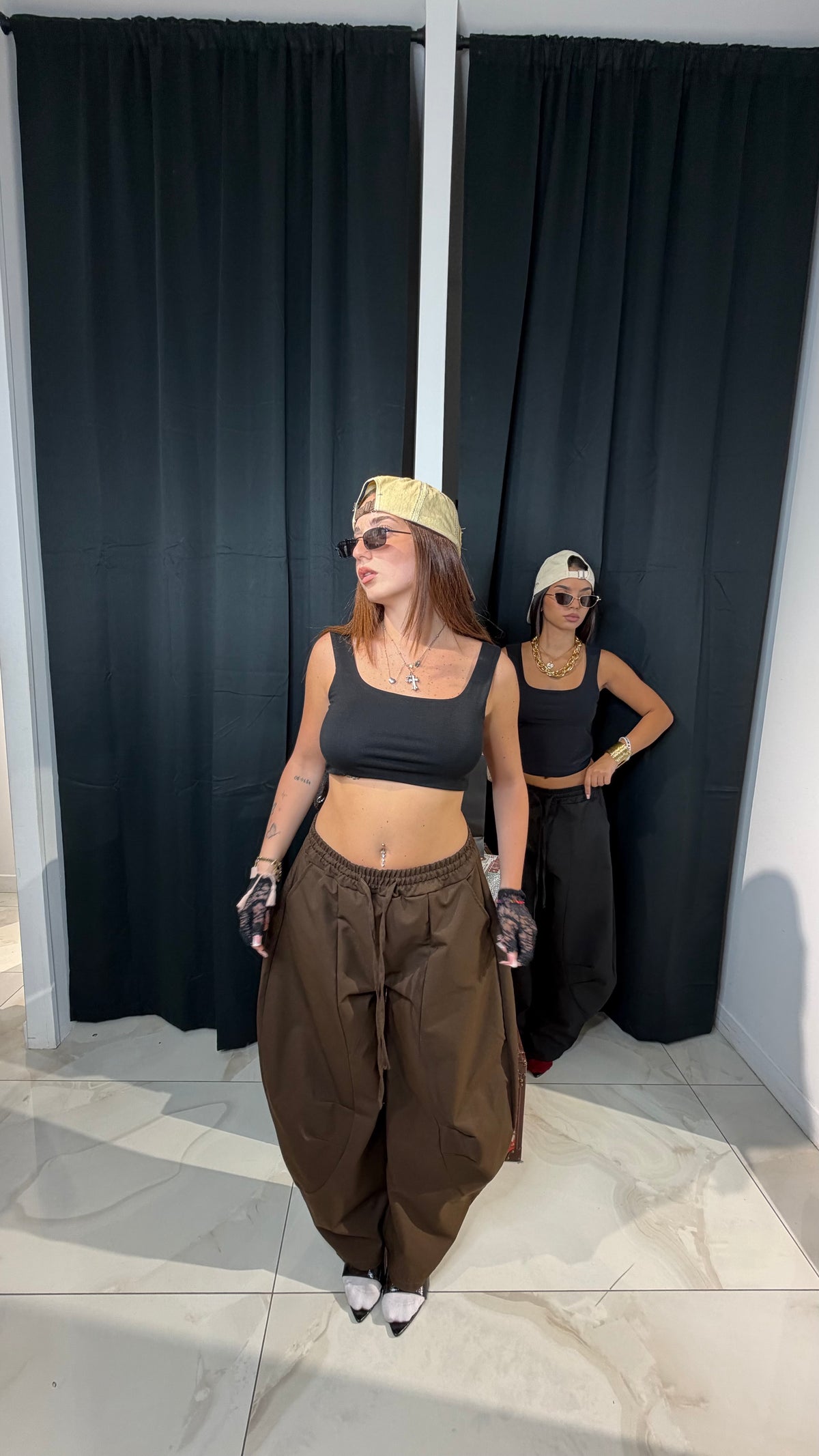 Pantalone ballon tessuto