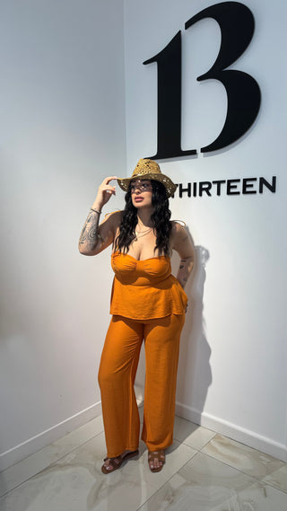 Set Nina – Top e Pantalone Palazzo in Viscosa e Lino
