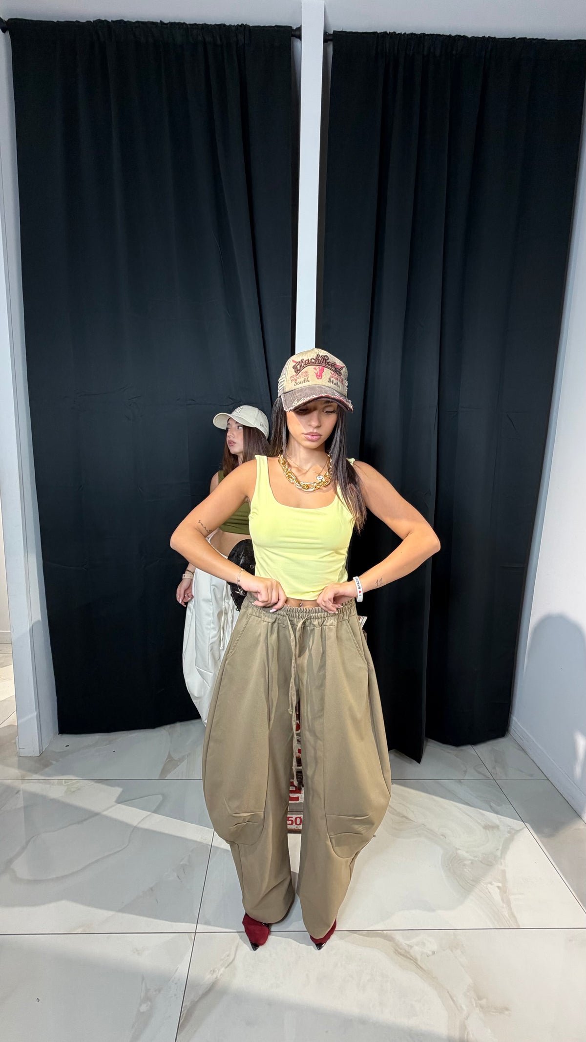 Pantalone ballon tessuto
