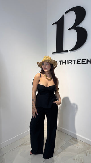 Set Nina – Top e Pantalone Palazzo in Viscosa e Lino
