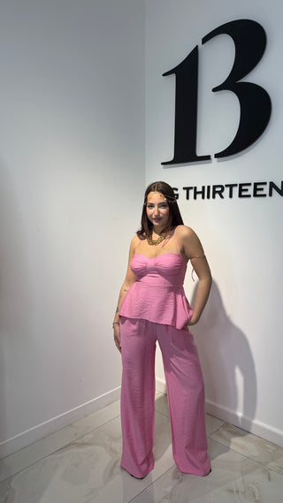 Set Nina – Top e Pantalone Palazzo in Viscosa e Lino