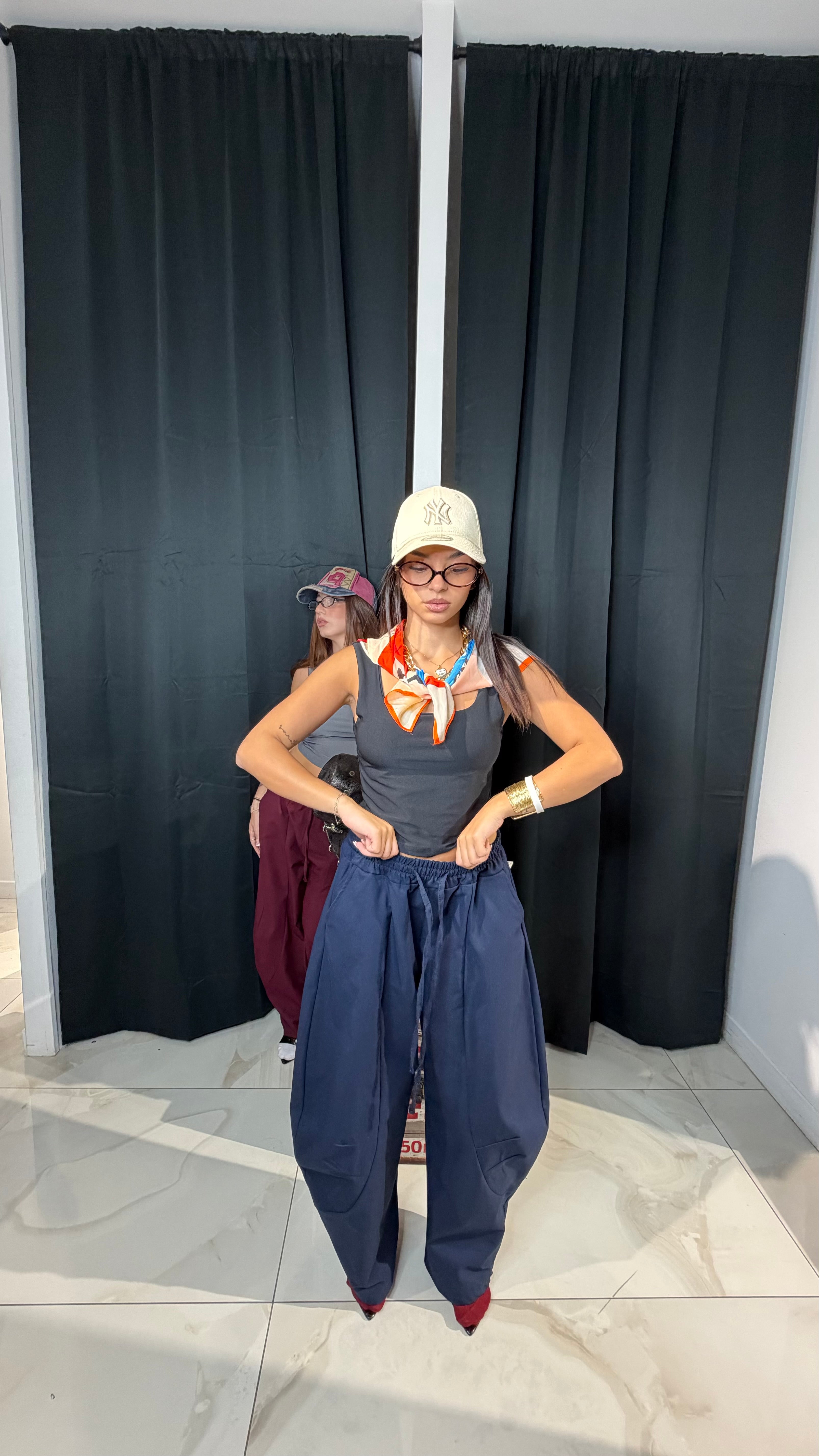 Pantalone ballon tessuto