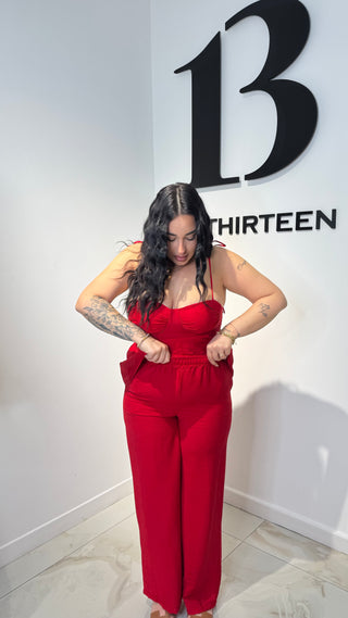 Set Nina – Top e Pantalone Palazzo in Viscosa e Lino