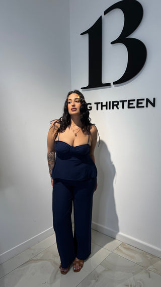 Set Nina – Top e Pantalone Palazzo in Viscosa e Lino
