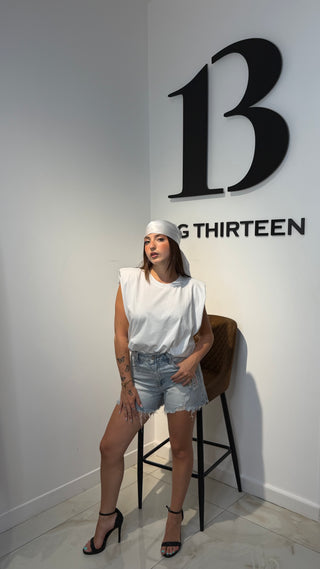 Pantaloncino Denim tasca luccichio