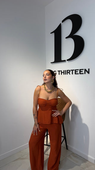 Set Nina – Top e Pantalone Palazzo in Viscosa e Lino