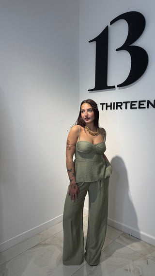 Set Nina – Top e Pantalone Palazzo in Viscosa e Lino