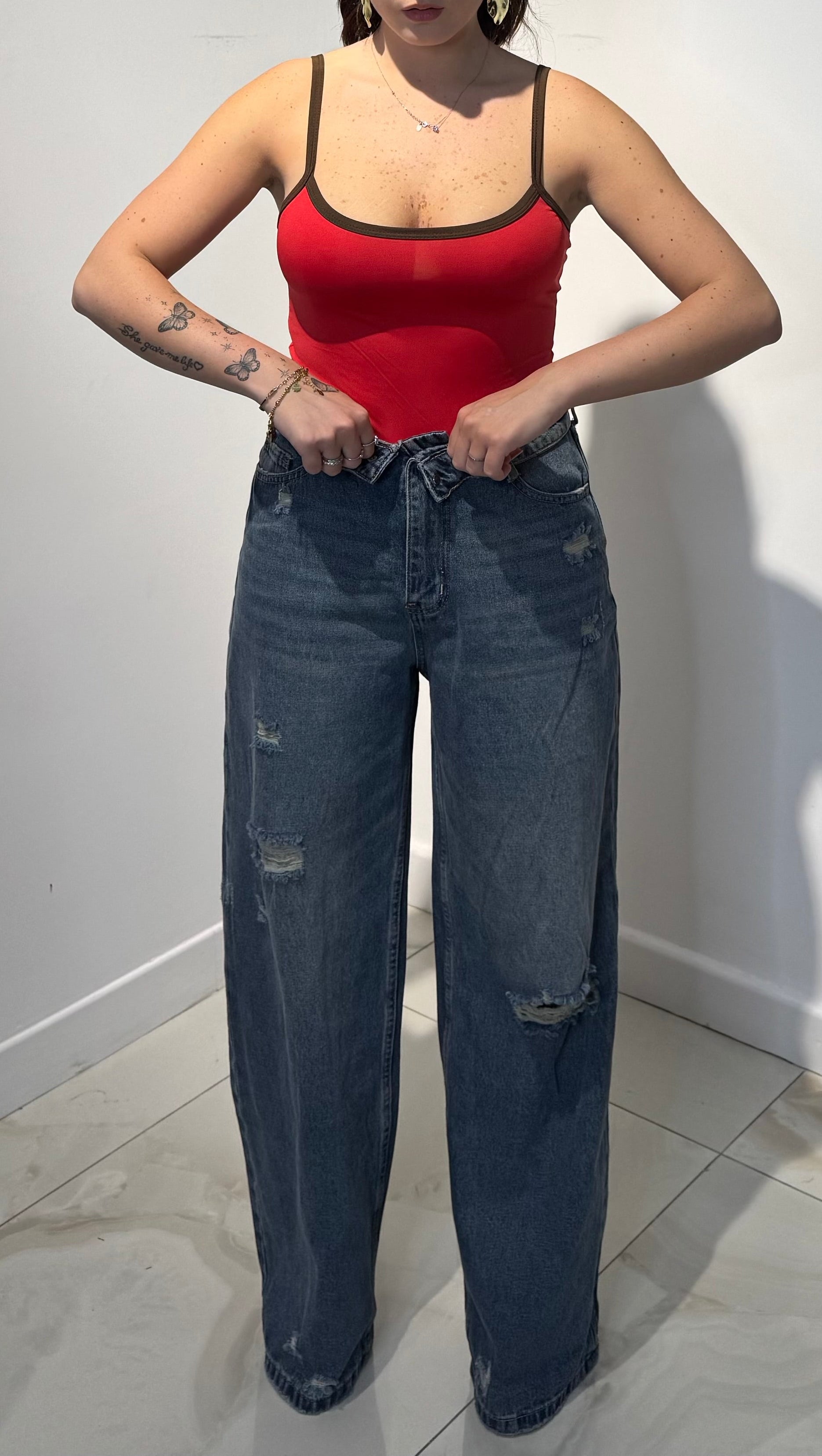 Denim Risvolto Strappo