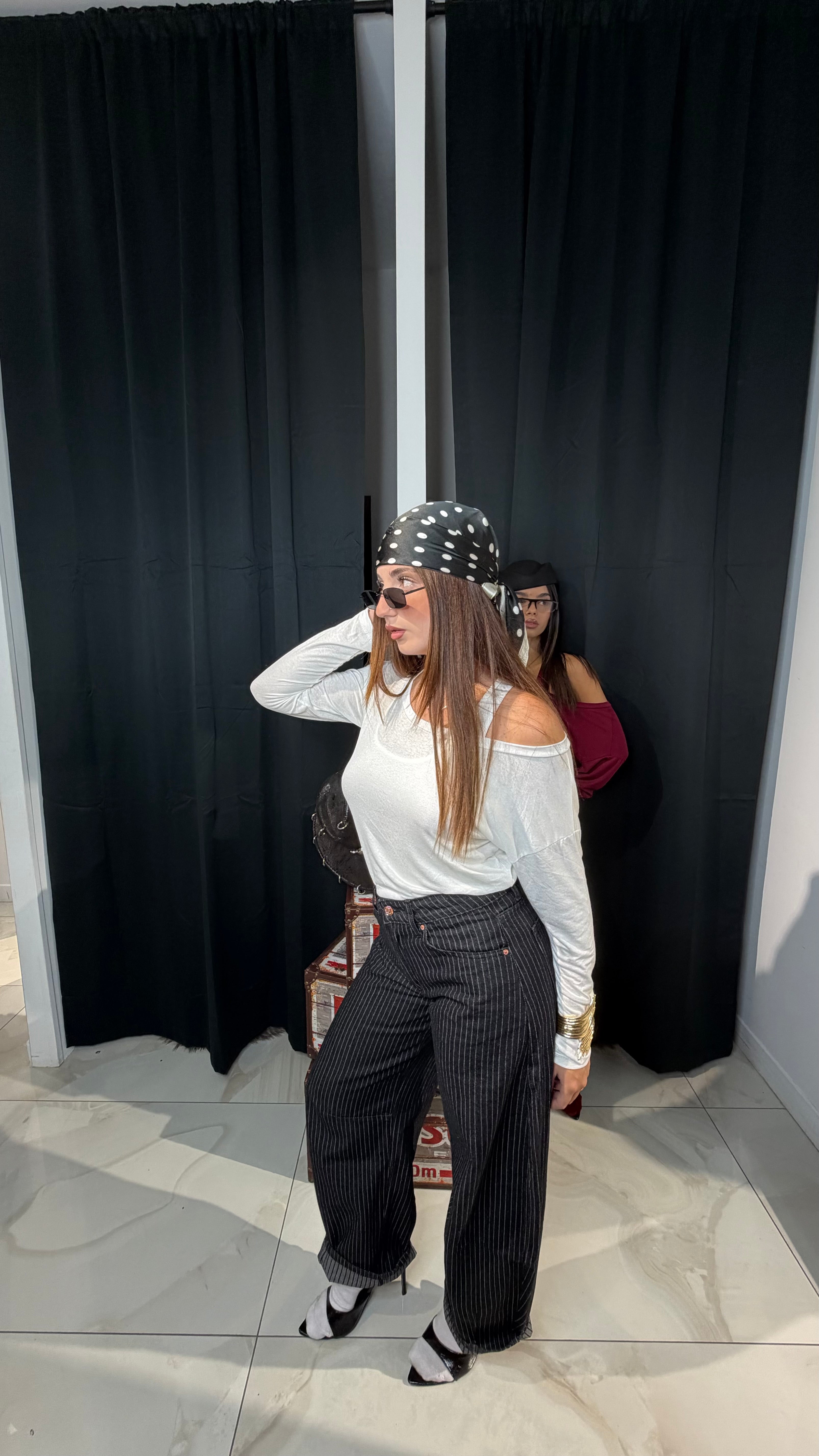Denim black and White