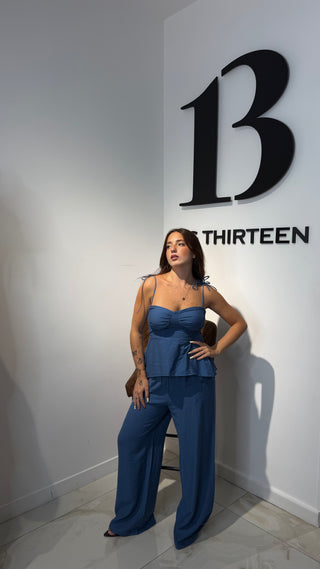 Set Nina – Top e Pantalone Palazzo in Viscosa e Lino