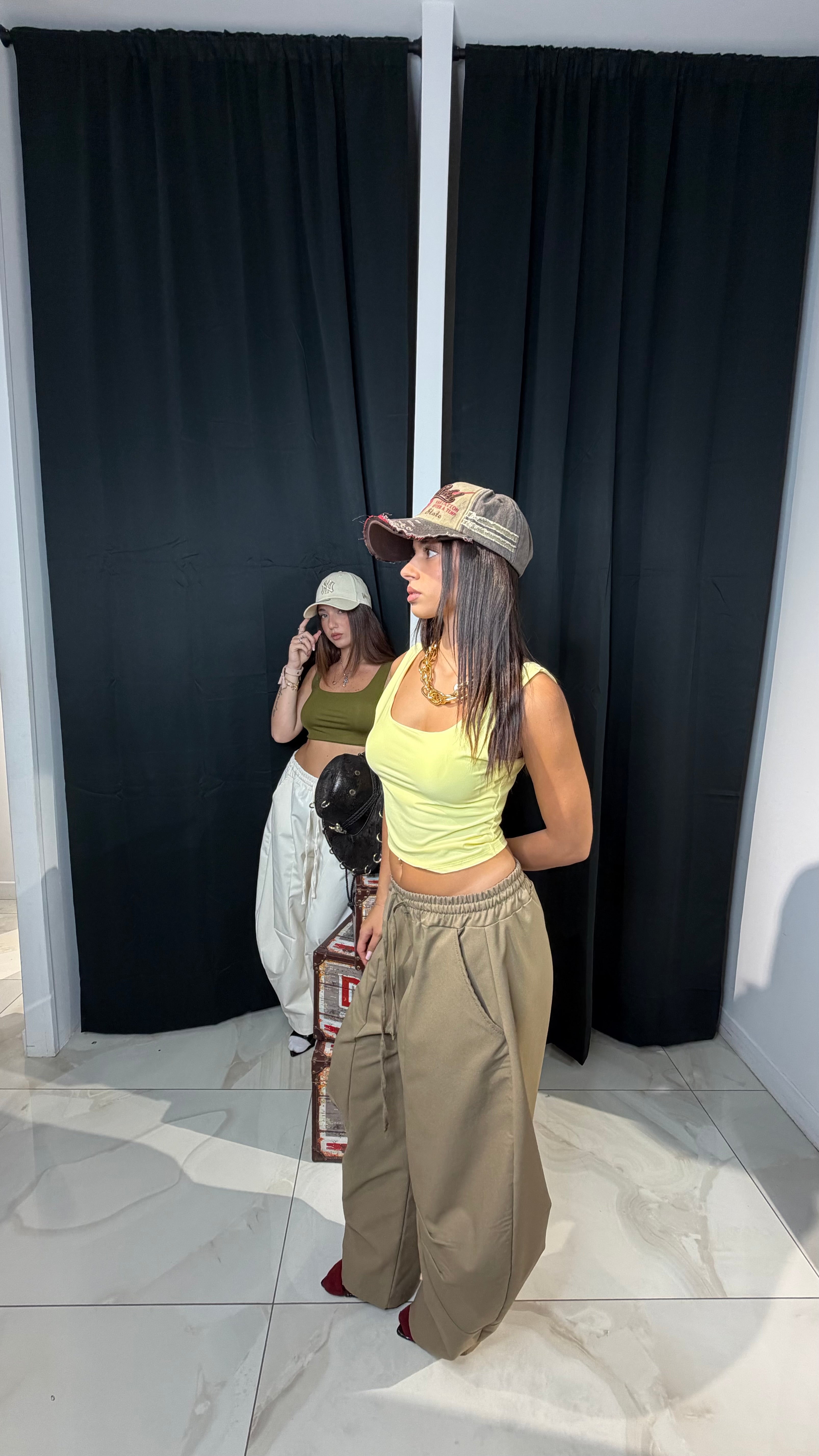 Pantalone ballon tessuto